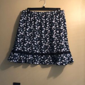 Navy & green floral skirt